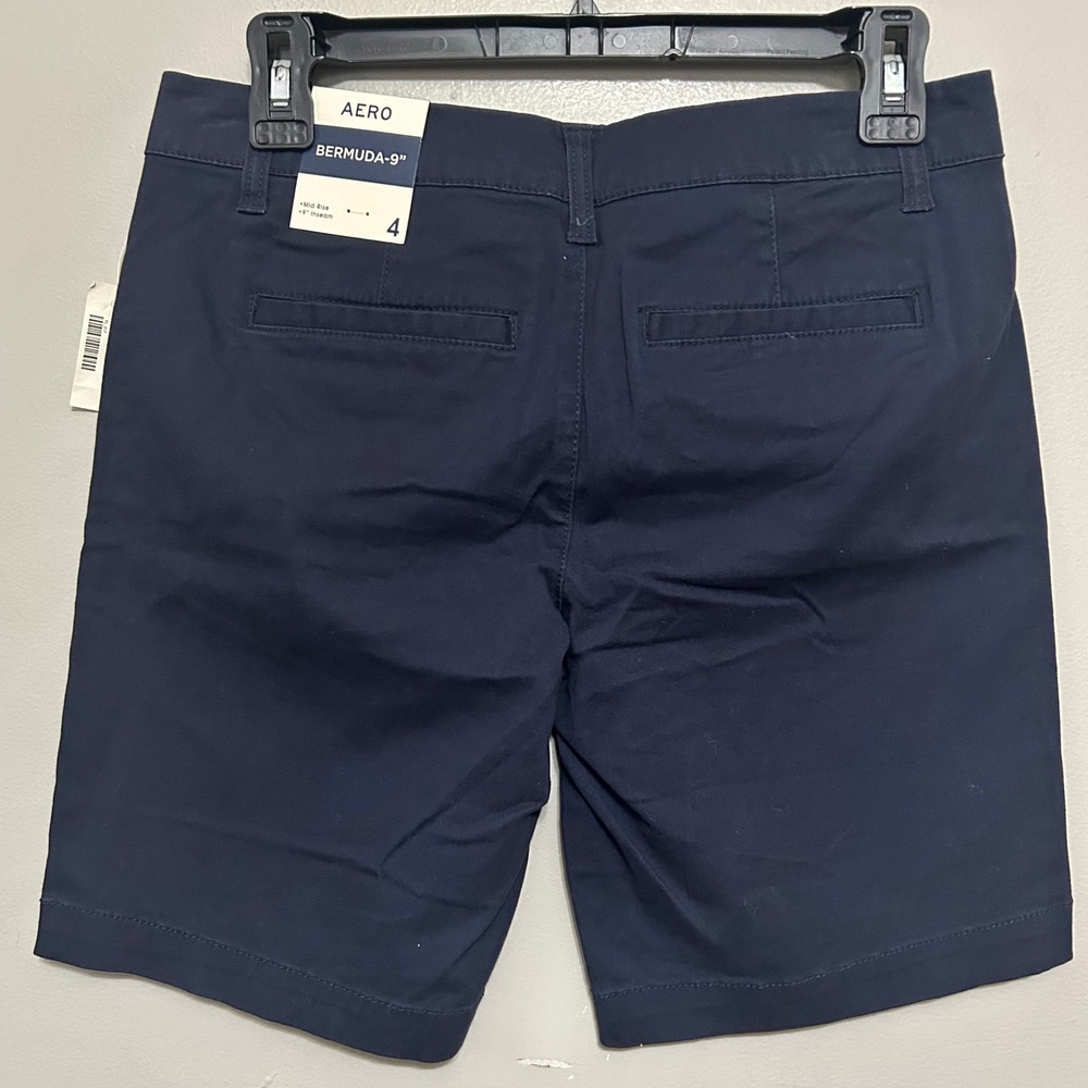 Aeropostale Bermuda Shorts Women's 4 Navy Blue 9" Inseam Chino Preppy Casual NWT - Picture 2 of 7